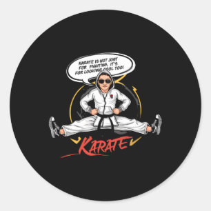 Karate Cool Funny Martial Arts Cartoon Art  Classic Round Sticker
