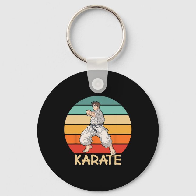 Karate Cool Karate Fighter Makes Punch In Karate  Key Ring (Front)