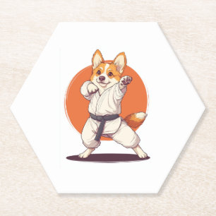 Karate Corgi � Martial Arts Dog Paper Coaster