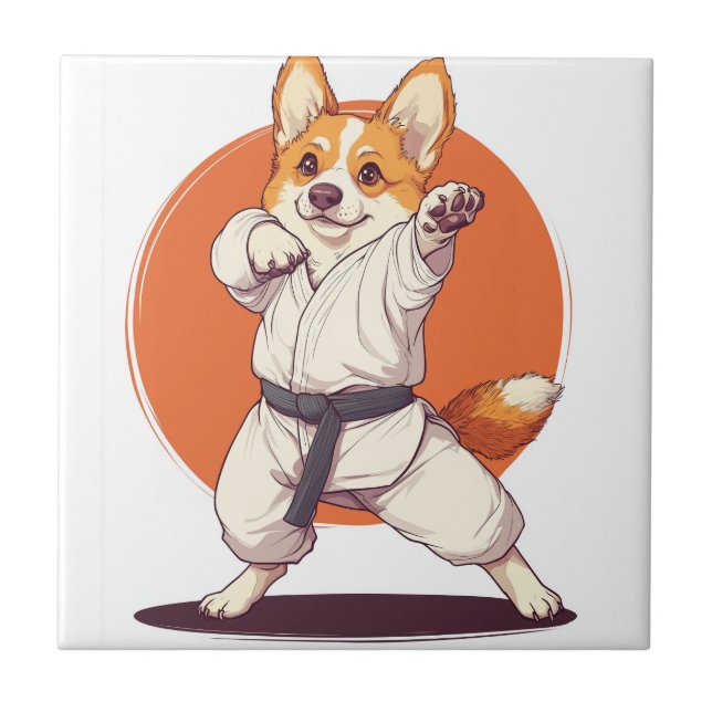 Karate Corgi � Martial Arts Dog Tile (Front)