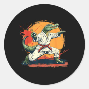 Karate Crocodile Animal MMA Taekwondo Martial Arts Classic Round Sticker