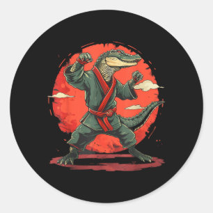 Karate Crocodile Motif Taekwondo Jiu-Jitsu MMA Classic Round Sticker
