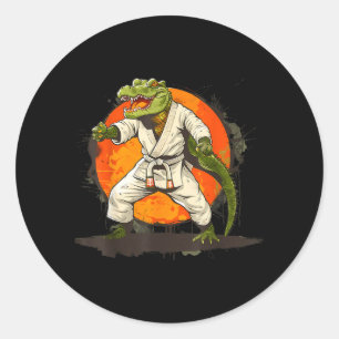 Karate Crocodile Motif Taekwondo Jiu-Jitsu MMA Classic Round Sticker