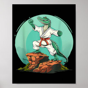 Karate Crocodile Motif Taekwondo Jiu-Jitsu MMA Poster