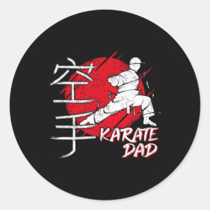 Karate Dad Japanese Sun Font Karate Dojo Martial A Classic Round Sticker