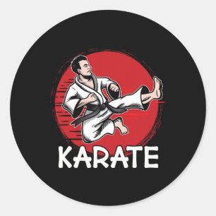 Karate Design Man Doing Jump Kick For Karateka Classic Round Sticker