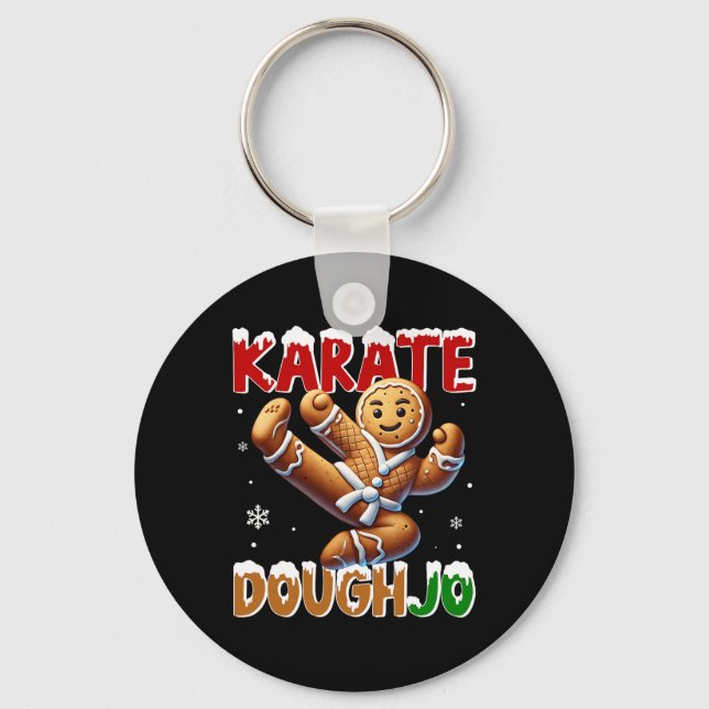 Karate Doughjo Funny Martial Arts Kick Gingerbread Key Ring (Front)
