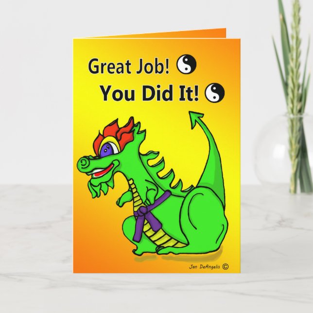 Karate Dragon Purple Belt Promotion Greeting Card (Front)