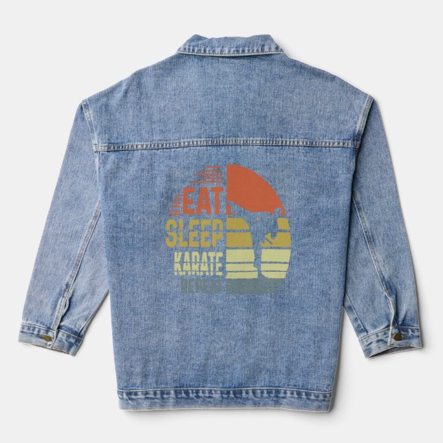 Karate - Eat Sleep Karate Repeat1  Denim Jacket (Back)