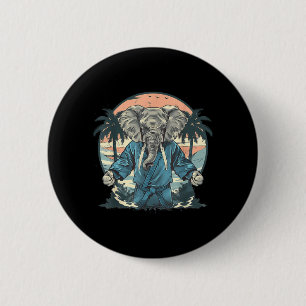 Karate Elephant Animal Jiu-Jitsu Mma Taekwondo 6 Cm Round Badge