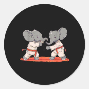 Karate Elephant Motif Taekwondo Kickboxing Classic Round Sticker