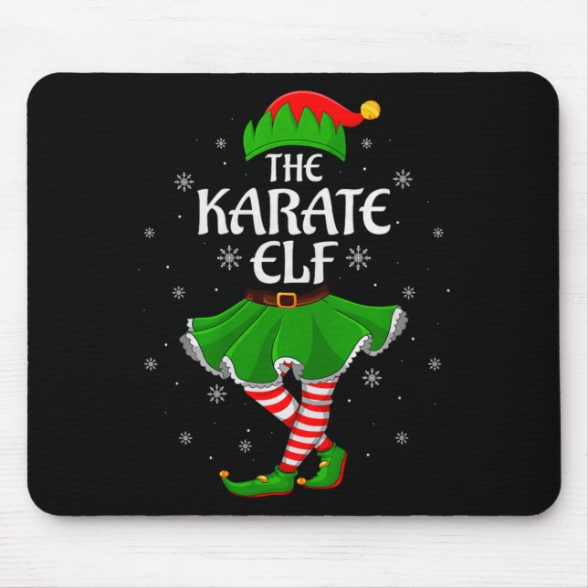 Karate Elf Christmas Family Girls Women Elf Squad  Mouse Mat (Front)