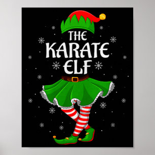 Karate Elf Christmas Family Girls Women Elf Squad  Poster