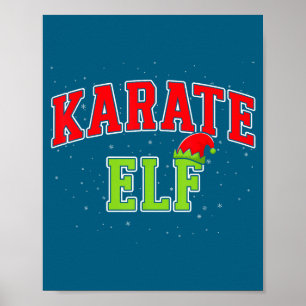 Karate Elf Christmas Family Matching Group Xmas Poster
