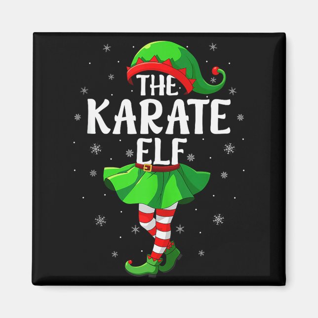 Karate Elf Christmas Girls Women Elf Squad Xmas Fa Magnet (Front)