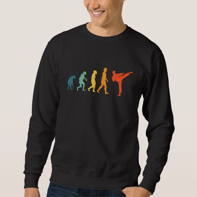 Karate Evolution Retro Martial Arts Jiu Jitsu Blac Sweatshirt (Front)