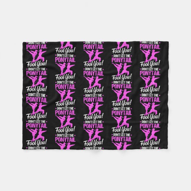 Karate Female Don't Let The You Karate Girl  Fleece Blanket (Front (Horizontal))