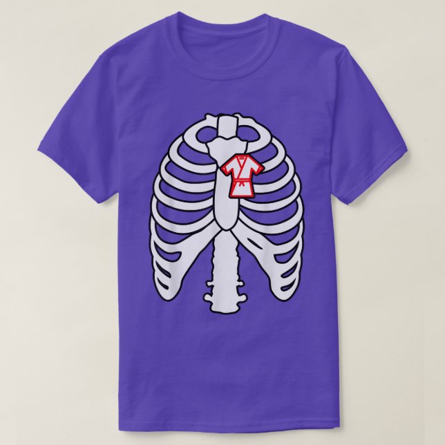 Karate Fighter Funny Skeleton Rib Cage I Love Kara T-Shirt (Design Front)