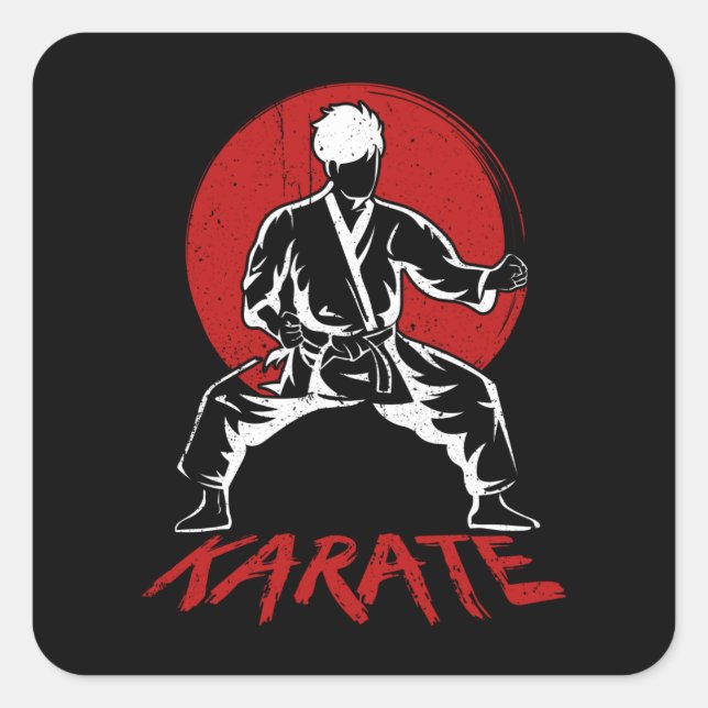 Karate Fighter Karate Pose Karate Kick Square Sticker (Front)