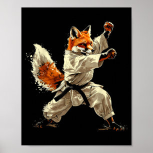 Karate Fox Animal MMA Taekwondo Martial Arts Poster