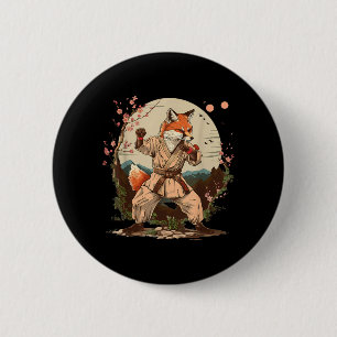 Karate Fox Motif Taekwondo Jiu-Jitsu Mma 6 Cm Round Badge