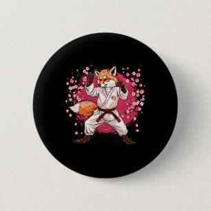 Karate Fox Motif Taekwondo Jiu-jitsu Mma Kickboxin 6 Cm Round Badge