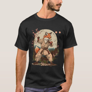Karate Fox Motif Taekwondo Jiu-jitsu Mma Kickboxin T-Shirt