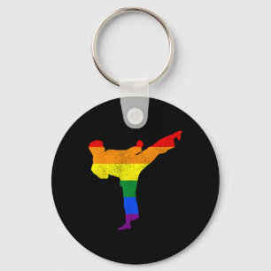 Karate Gay Pride Lgbtq Martial Arts Artist Support Key Ring