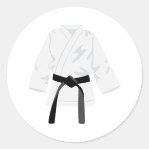Karate Gi Black Belt Classic Round Sticker