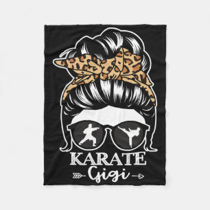 Karate Gigi Messy Bun Hair Funny Karate Fighter Gi Fleece Blanket