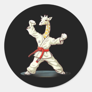 Karate Giraffe Motif Taekwondo Jiu-Jitsu Mma Classic Round Sticker