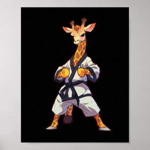 Karate Giraffe Taekwondo Martial Arts Fighter  Poster