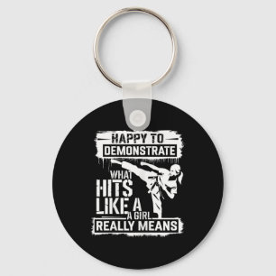 Karate Girl Attitude Empowerment Quote Key Ring