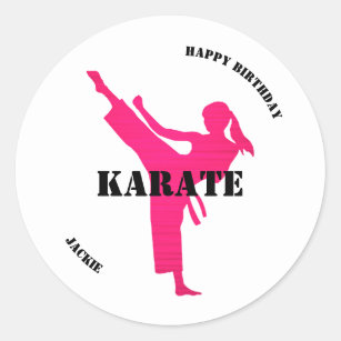 Karate Girl Birthday Stickers