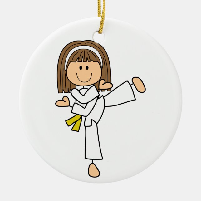 Karate Girl Ceramic Tree Decoration (Front)