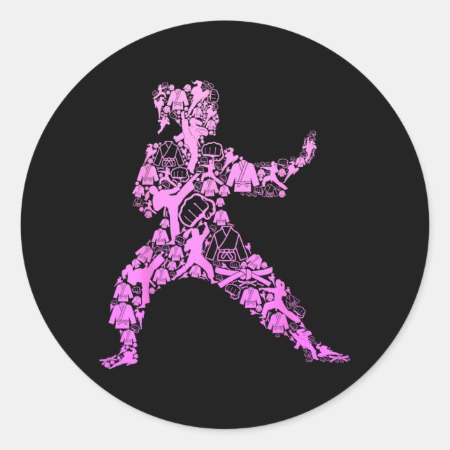 Karate Girl Classic Round Sticker (Front)