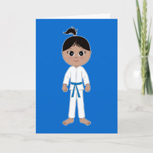Karate Girl Congratulations Blue Belt Card