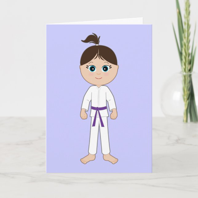Karate Girl Congratulations Purple Belt Card (Front)