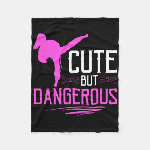 Karate Girl Cute But Dangerous Martial Arts Karate Fleece Blanket