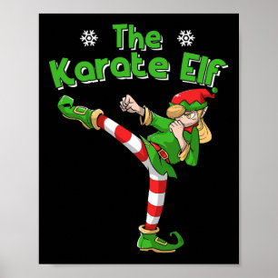 Karate Girl Elf Martial Arts Christmas  Poster