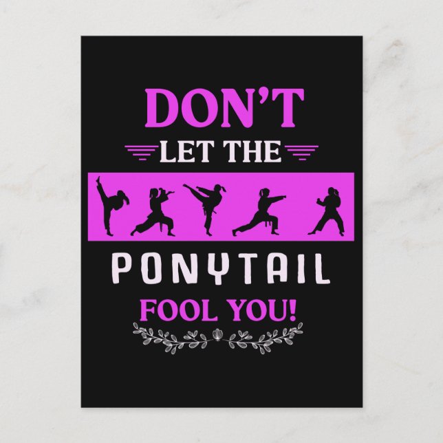 Karate Girl Funny Black Belt Taekwondo Fighting Postcard (Front)