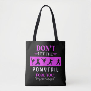 Karate Girl Funny Black Belt Taekwondo Fighting Tote Bag