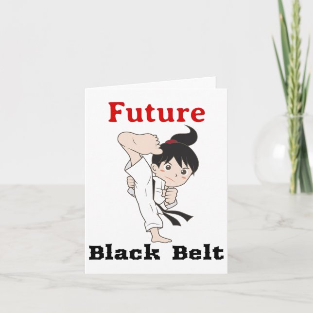 Karate Girl Future Black Belt Martial Arts  Card (Front)