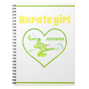 Karate Girl Green Yellow Modern Girly Martial Art Notebook