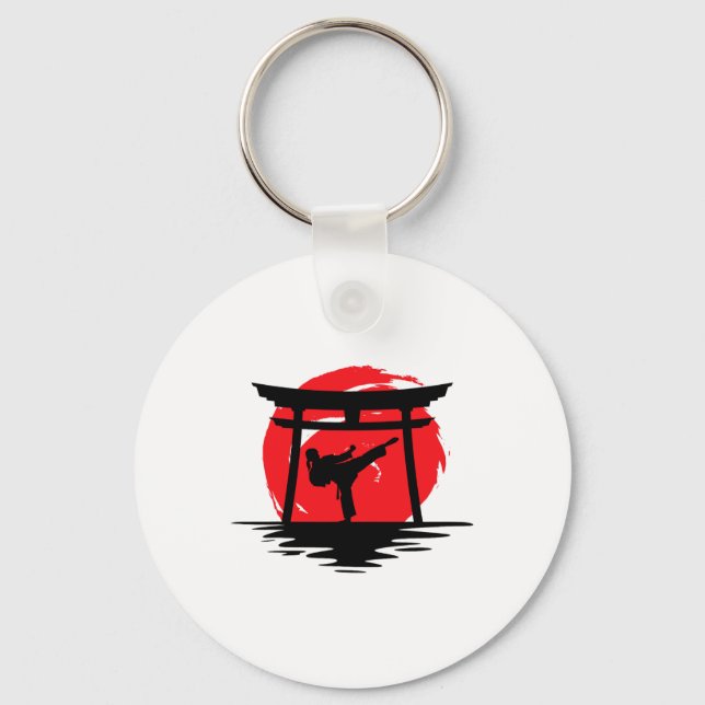 Karate Girl Japanese Gate  Key Ring (Front)