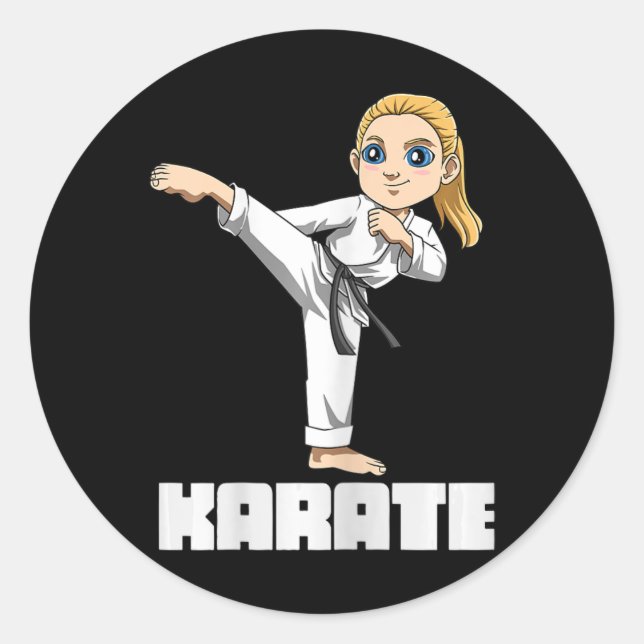 Karate Girl - Japanese Martial Arts Kid  Classic Round Sticker (Front)