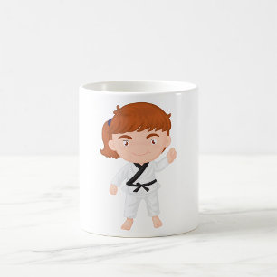 Karate Girl Kids Martial Arts Character Coffee Mug
