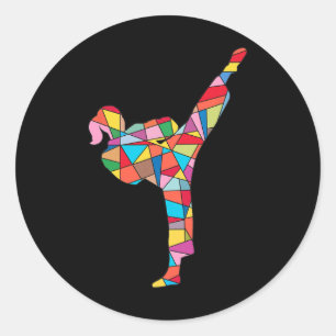 Karate Girl Martial Arts Kids Women Taekwondo Girl Classic Round Sticker