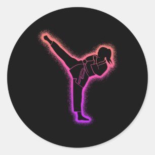 Karate Girl Martial Arts Women Girls Taekwondo Classic Round Sticker