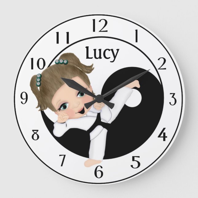 Karate Girl Personalised Wall Clock (Front)